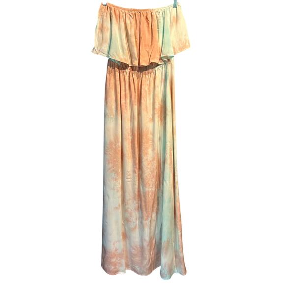 Boho Retro Fairy Tie Dyed Strapless Dress NWT Small Blue Pink Beach Yidarton - Picture 1 of 9
